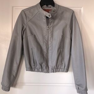 Gray Faux Leather Jacket